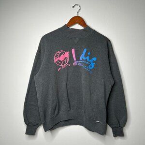 Grey and pink vintage 90s Pro Beach Volleyball sweatshirt size XL
